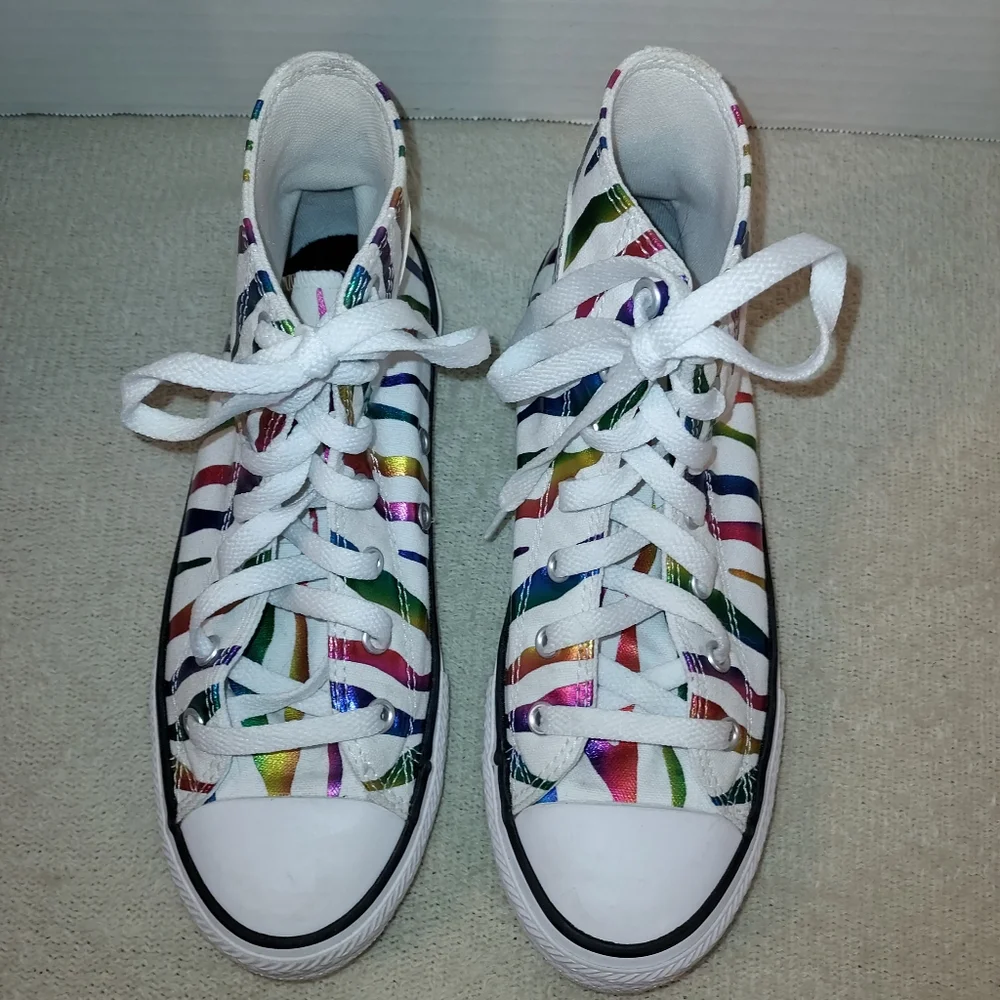 Converse Rainbow Zebra Striped All Star High-tops size Y4/36 Eur